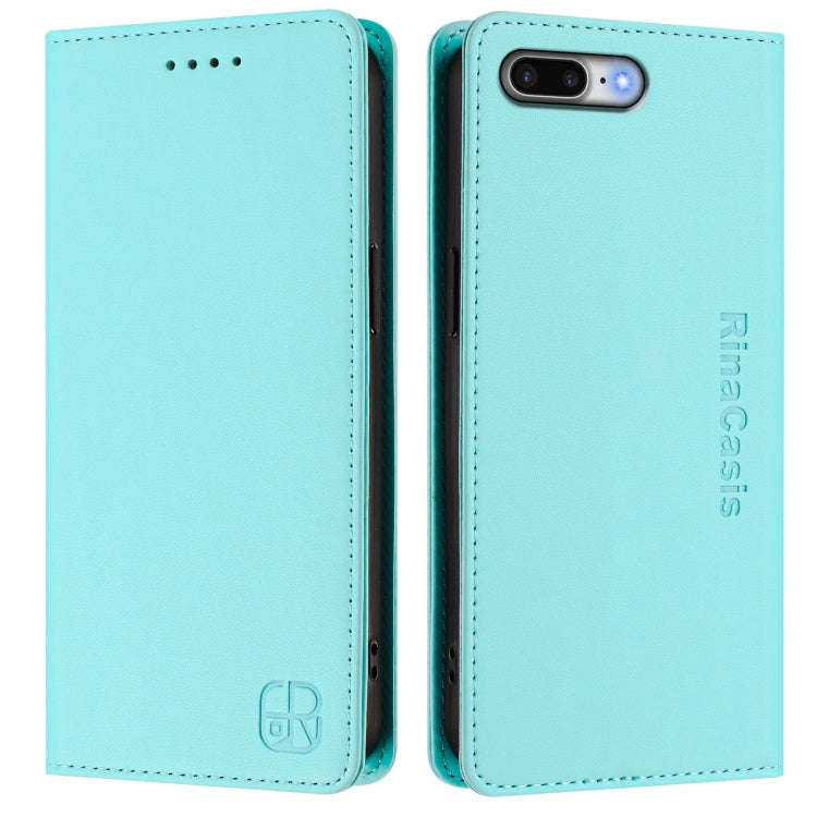 RC01 Dual-Folded Magnetic Suction RFID Leather Phone Case, For iPhone 7 Plus / 8 Plus
