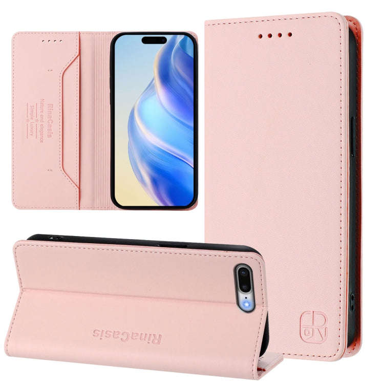 RC01 Dual-Folded Magnetic Suction RFID Leather Phone Case, For iPhone 7 Plus / 8 Plus