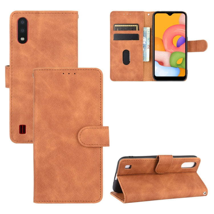 Solid Color Skin Feel Magnetic Buckle Horizontal Flip Calf Texture PU Leather Case with Holder & ...