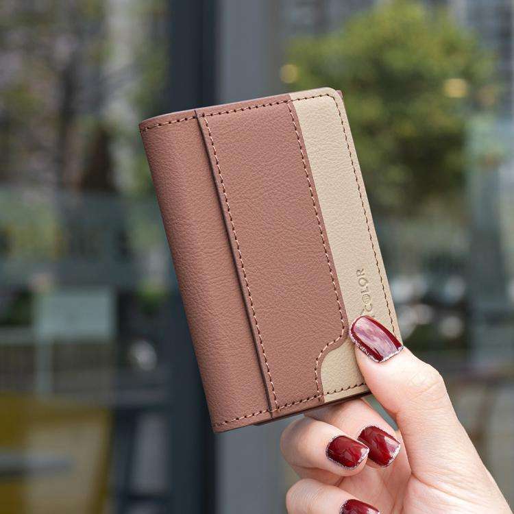 Color Matching Leather Horizontal Magnetic Wallet Card Bag Case