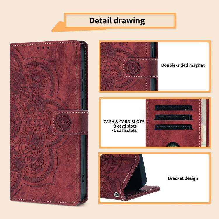 Mandala Embossed Retro Frosted Leather Phone Case, For iPhone 13 Pro Max, For iPhone 13 Pro, For ...