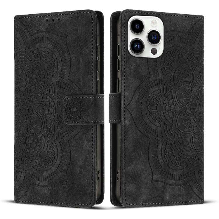 Mandala Embossed Retro Frosted Leather Phone Case, For iPhone 13 Pro Max, For iPhone 13 Pro, For ...