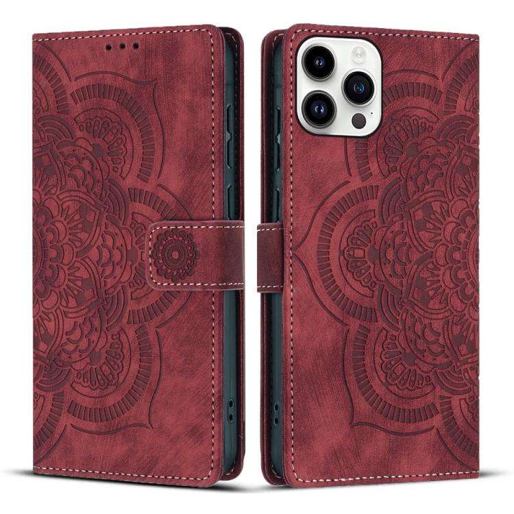 Mandala Embossed Retro Frosted Leather Phone Case, For iPhone 13 Pro Max, For iPhone 13 Pro, For ...