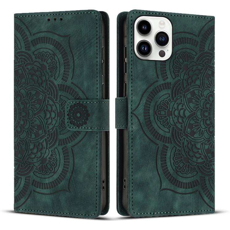Mandala Embossed Retro Frosted Leather Phone Case, For iPhone 13 Pro Max, For iPhone 13 Pro, For ...