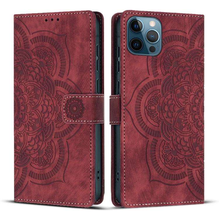 Mandala Embossed Retro Frosted Leather Phone Case, For iPhone 13 Pro Max, For iPhone 13 Pro, For ...