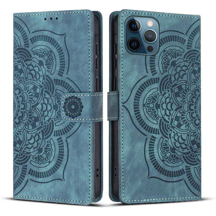 Mandala Embossed Retro Frosted Leather Phone Case, For iPhone 13 Pro Max, For iPhone 13 Pro, For ...
