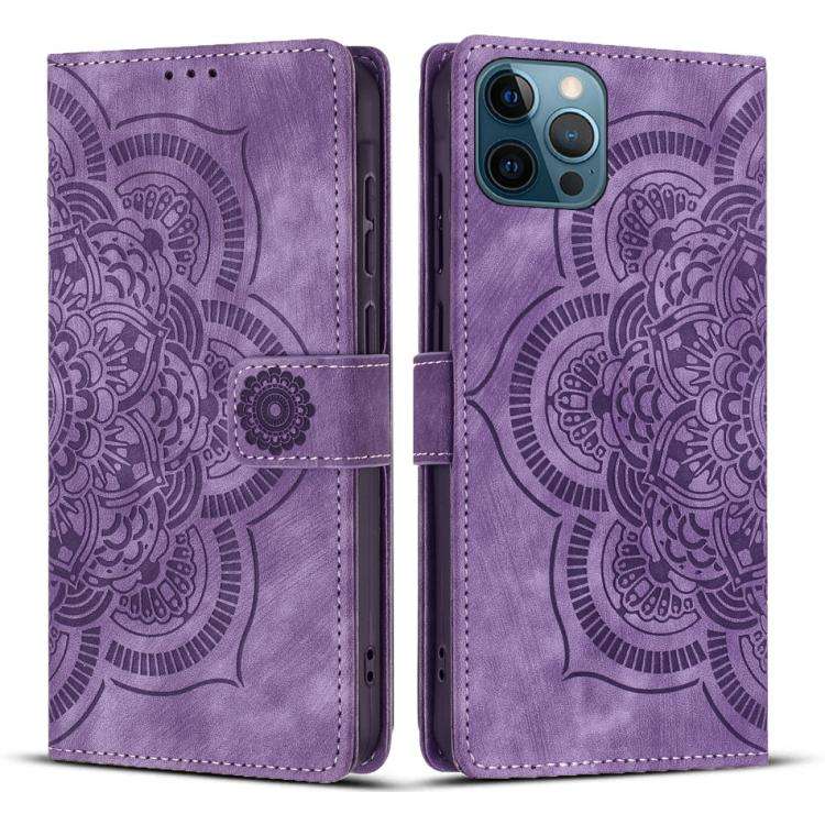 Mandala Embossed Retro Frosted Leather Phone Case, For iPhone 13 Pro Max, For iPhone 13 Pro, For ...