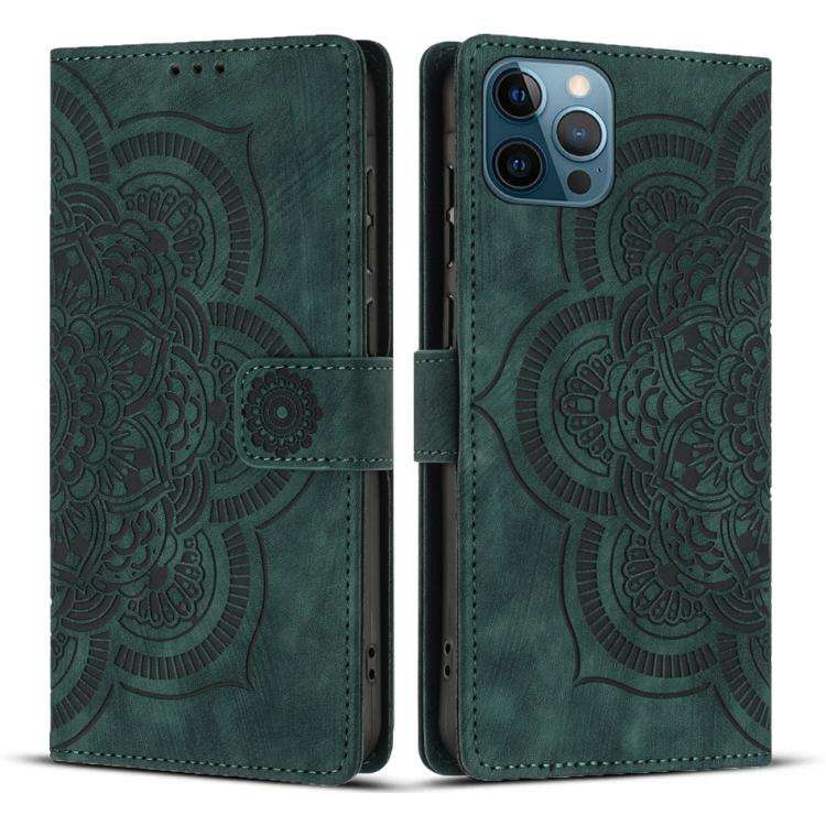 Mandala Embossed Retro Frosted Leather Phone Case, For iPhone 13 Pro Max, For iPhone 13 Pro, For ...