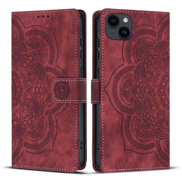 Mandala Embossed Retro Frosted Leather Phone Case, For iPhone 13 Pro Max, For iPhone 13 Pro, For ...