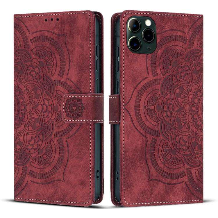 Mandala Embossed Retro Frosted Leather Phone Case, For iPhone 13 Pro Max, For iPhone 13 Pro, For ...