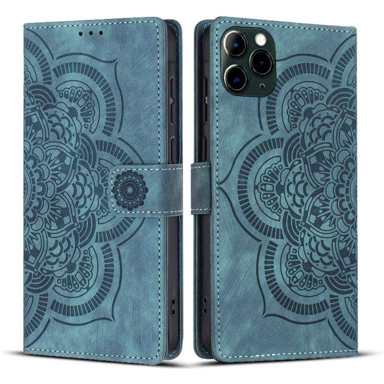 Mandala Embossed Retro Frosted Leather Phone Case, For iPhone 13 Pro Max, For iPhone 13 Pro, For ...