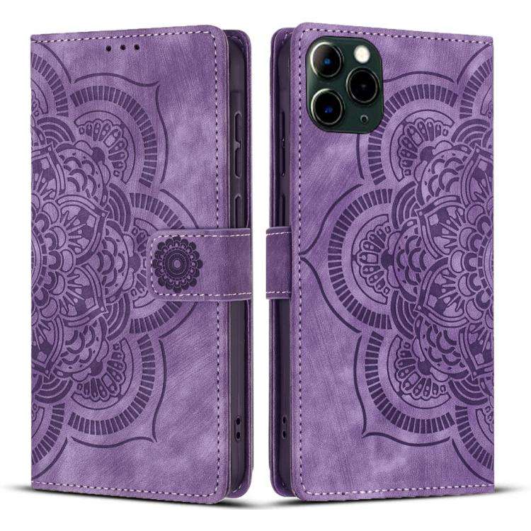 Mandala Embossed Retro Frosted Leather Phone Case, For iPhone 13 Pro Max, For iPhone 13 Pro, For ...