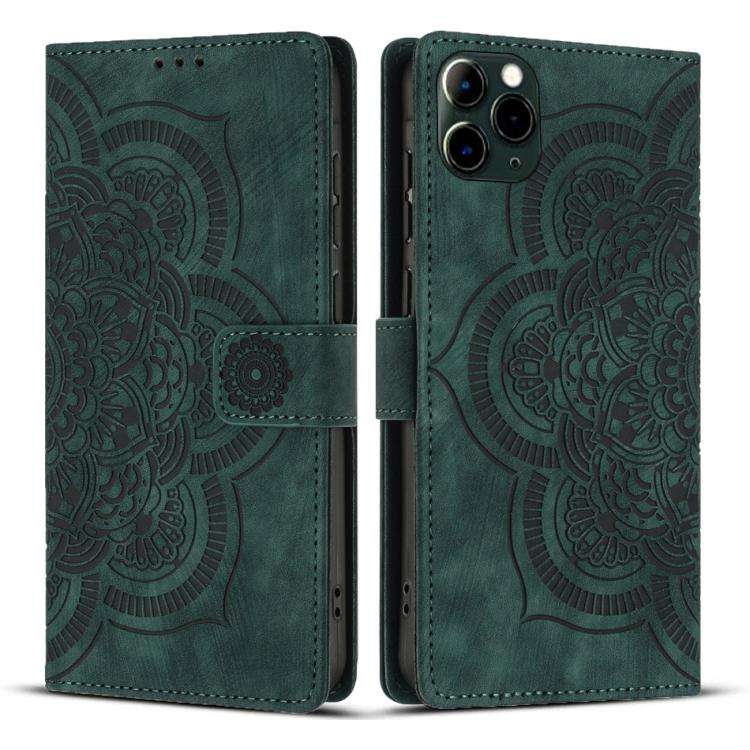 Mandala Embossed Retro Frosted Leather Phone Case, For iPhone 13 Pro Max, For iPhone 13 Pro, For ...