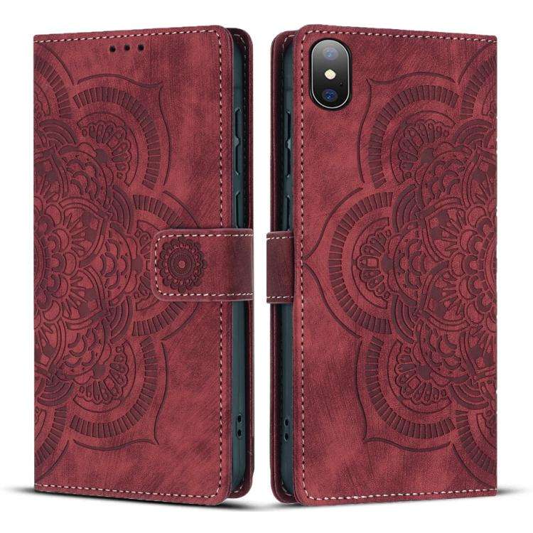 Mandala Embossed Retro Frosted Leather Phone Case, For iPhone 13 Pro Max, For iPhone 13 Pro, For ...