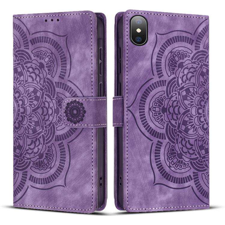 Mandala Embossed Retro Frosted Leather Phone Case, For iPhone 13 Pro Max, For iPhone 13 Pro, For ...