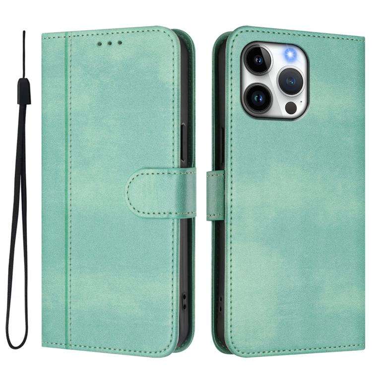 Line Splicing Buckle Retro Leather Phone Case, For iPhone 16 Pro, For iPhone 16 Plus, For iPhone ...