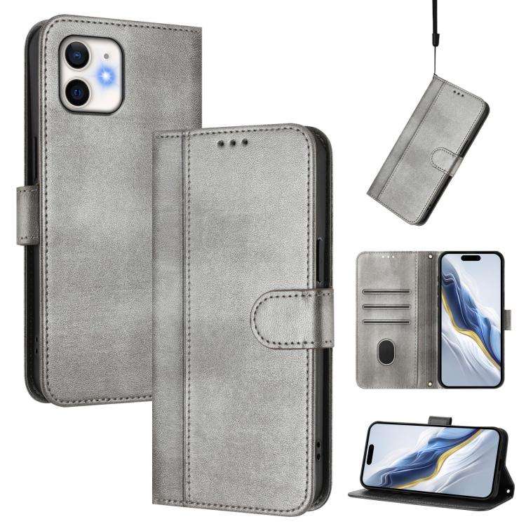 Line Splicing Buckle Retro Leather Phone Case, For iPhone 11 Pro Max, For iPhone 11, For iPhone 1...