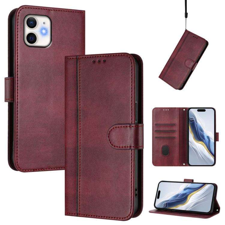 Line Splicing Buckle Retro Leather Phone Case, For iPhone 11 Pro Max, For iPhone 11, For iPhone 1...