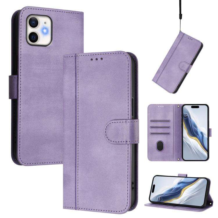 Line Splicing Buckle Retro Leather Phone Case, For iPhone 11 Pro Max, For iPhone 11, For iPhone 1...