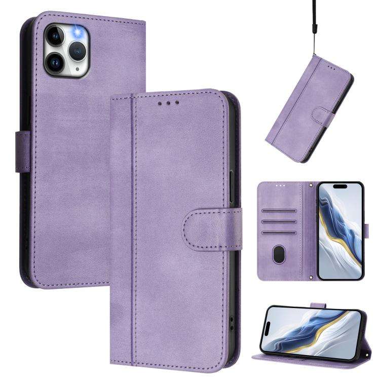 Line Splicing Buckle Retro Leather Phone Case, For iPhone 11 Pro Max, For iPhone 11, For iPhone 1...
