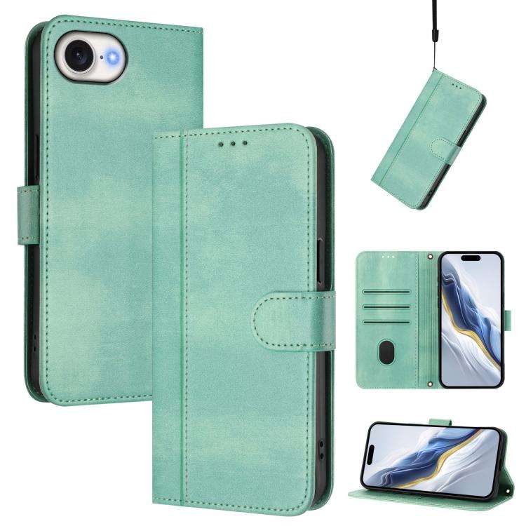 Line Splicing Buckle Retro Leather Phone Case, For iPhone 18 Pro / 17 Pro, For iPhone 18 Pro Max ...