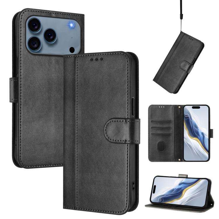 Line Splicing Buckle Retro Leather Phone Case, For iPhone 18 Pro / 17 Pro, For iPhone 18 Pro Max ...