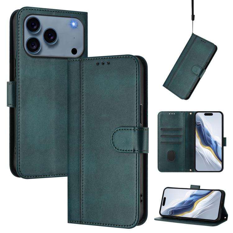 Line Splicing Buckle Retro Leather Phone Case, For iPhone 18 Pro / 17 Pro, For iPhone 18 Pro Max ...