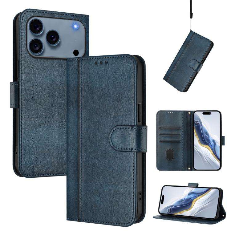 Line Splicing Buckle Retro Leather Phone Case, For iPhone 18 Pro / 17 Pro, For iPhone 18 Pro Max ...