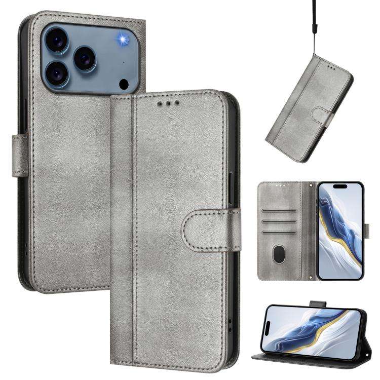 Line Splicing Buckle Retro Leather Phone Case, For iPhone 18 Pro / 17 Pro, For iPhone 18 Pro Max ...