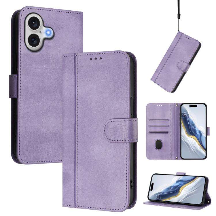 Line Splicing Buckle Retro Leather Phone Case, For iPhone 18 Pro / 17 Pro, For iPhone 18 Pro Max ...