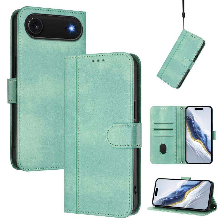 Line Splicing Buckle Retro Leather Phone Case, For iPhone 18 Pro / 17 Pro, For iPhone 18 Pro Max ...