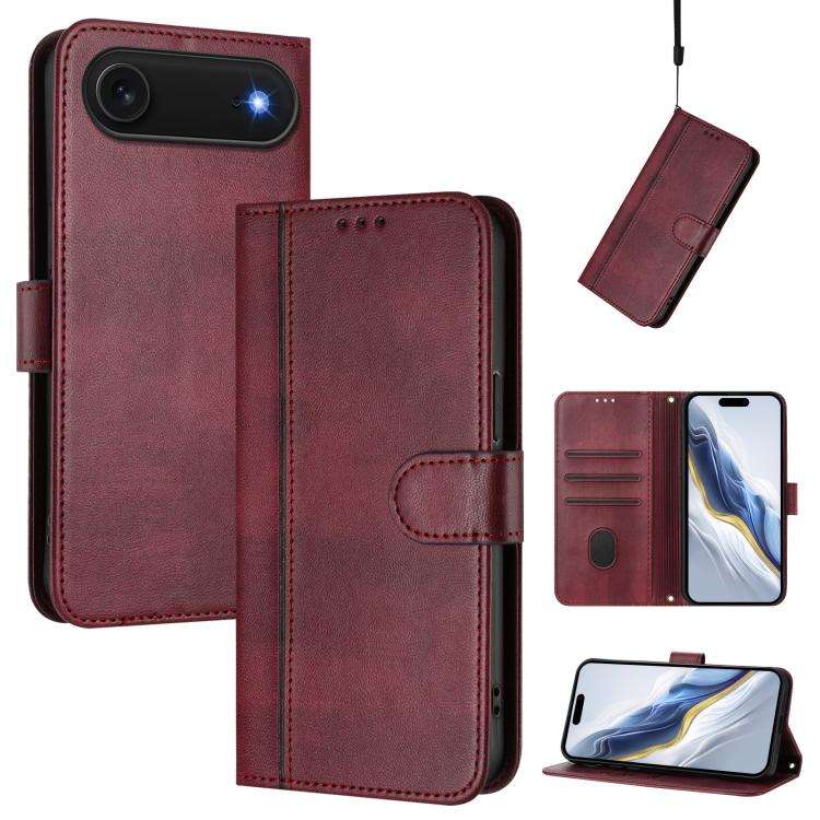 Line Splicing Buckle Retro Leather Phone Case, For iPhone 18 Pro / 17 Pro, For iPhone 18 Pro Max ...