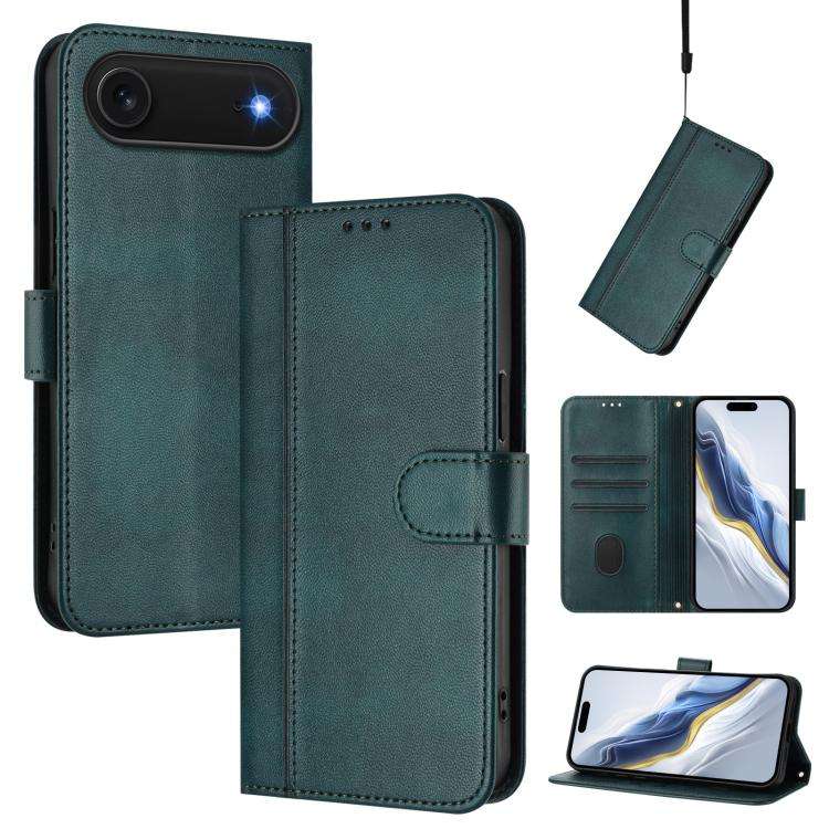 Line Splicing Buckle Retro Leather Phone Case, For iPhone 18 Pro / 17 Pro, For iPhone 18 Pro Max ...