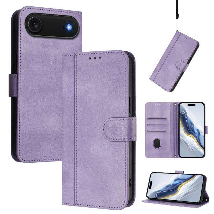 Line Splicing Buckle Retro Leather Phone Case, For iPhone 18 Pro / 17 Pro, For iPhone 18 Pro Max ...