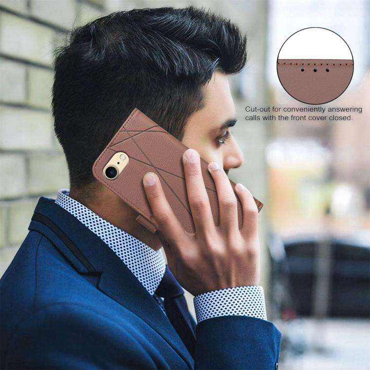 Geometric Pattern RFID Leather Phone Case, For iPhone 6 / 7 / 8 / SE, For iPhone 13 Pro Max, For ...