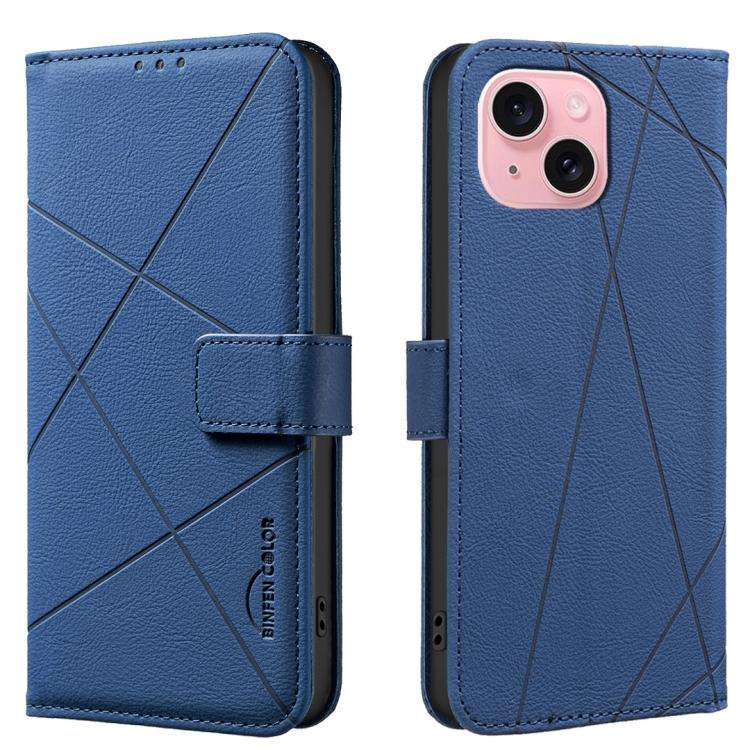 Geometric Pattern RFID Leather Phone Case, For iPhone 16, For iPhone 15 Pro Max, For iPhone 15 Pr...