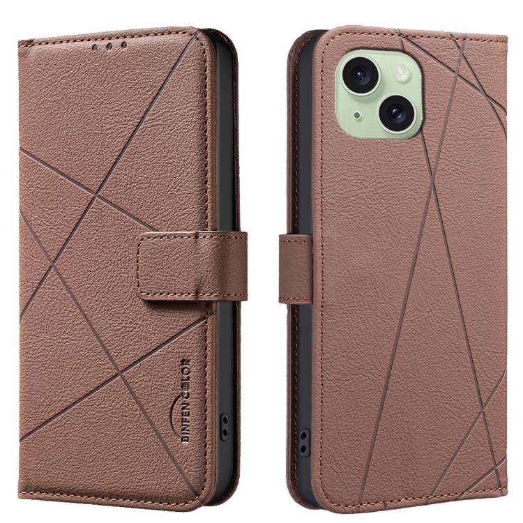 Geometric Pattern RFID Leather Phone Case, For iPhone 16, For iPhone 15 Pro Max, For iPhone 15 Pr...
