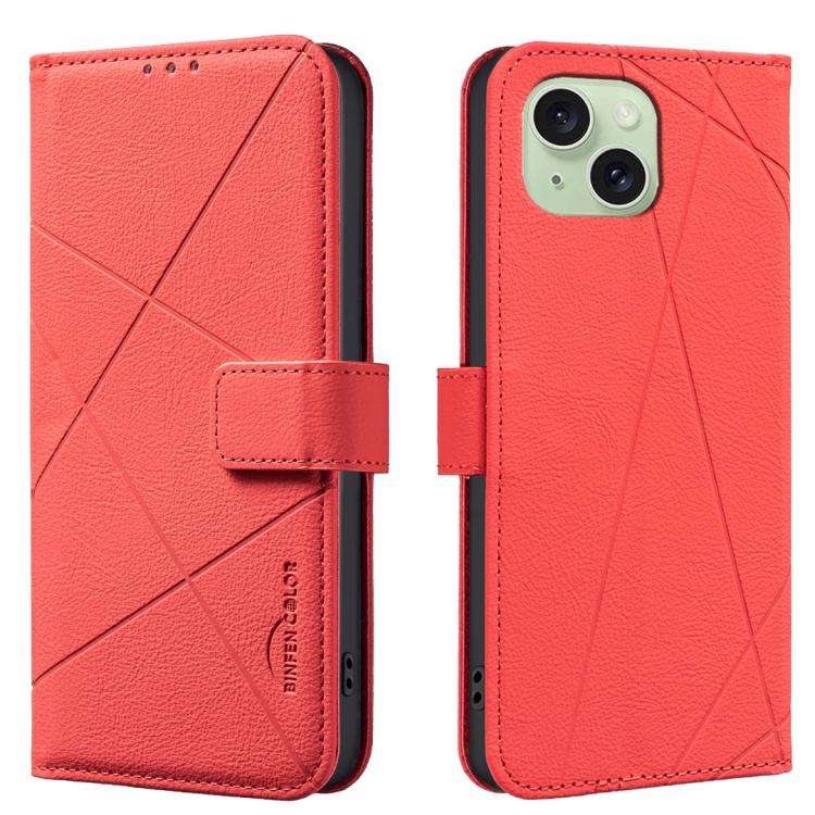Geometric Pattern RFID Leather Phone Case, For iPhone 16, For iPhone 15 Pro Max, For iPhone 15 Pr...