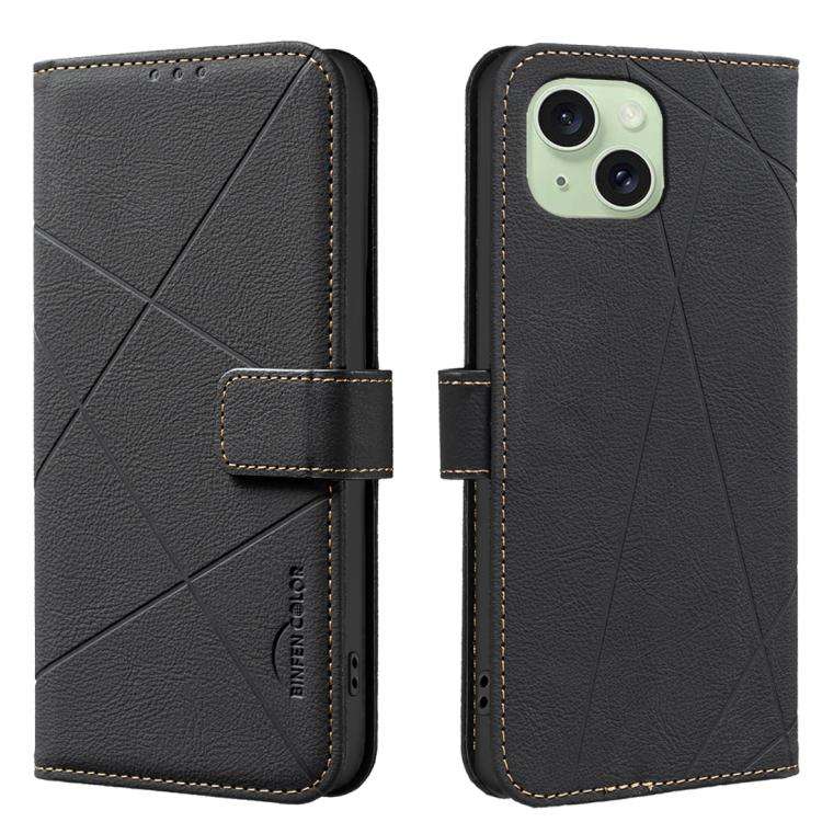 Geometric Pattern RFID Leather Phone Case, For iPhone 16, For iPhone 15 Pro Max, For iPhone 15 Pr...