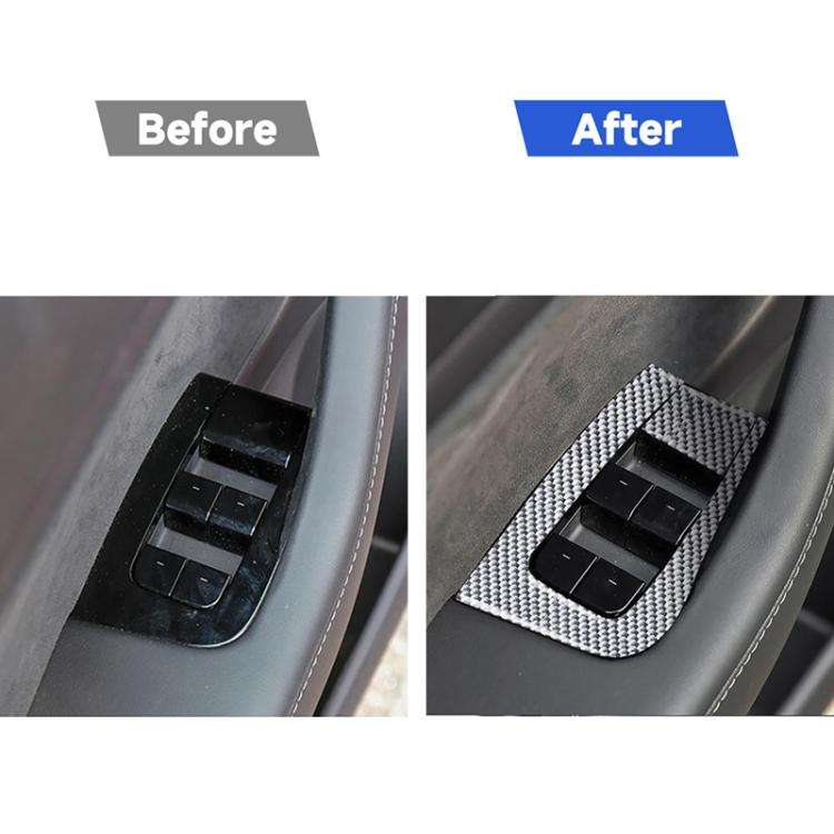 For Tesla Model 3 2017-2022 / Y 2020-2024 6pcs/Set Carbon Fiber Car Window Lift Panel Decorative ...