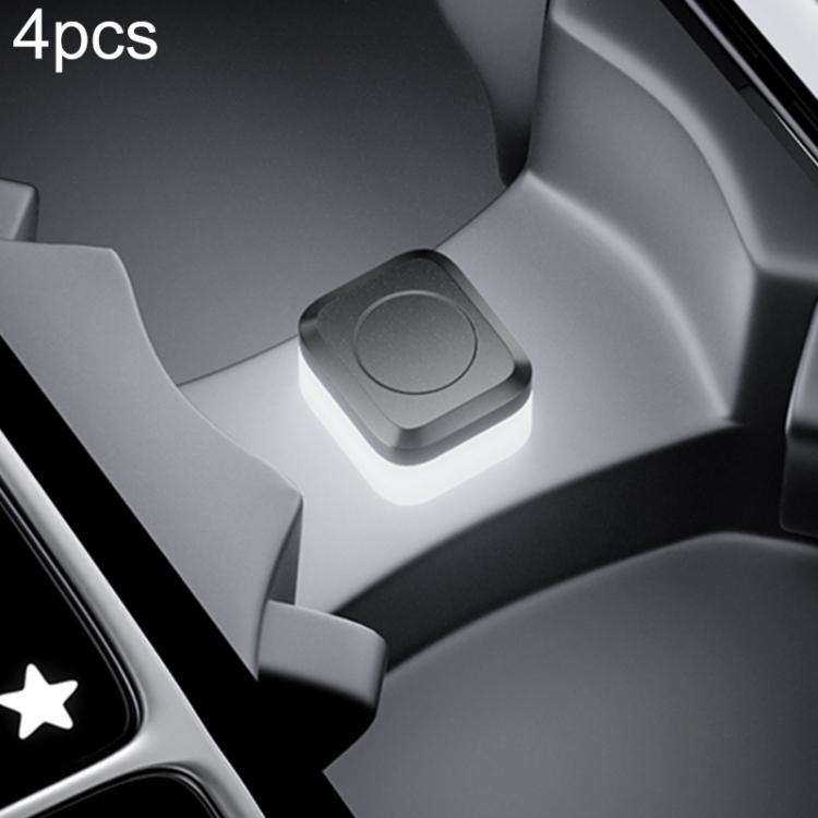 4pcs Car USB LED Atmosphere Light, White Light, Blue Light, Red Light, Ice Blue Light