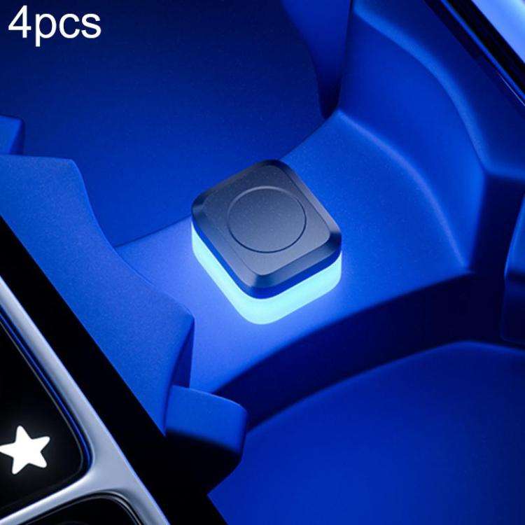 4pcs Car USB LED Atmosphere Light, White Light, Blue Light, Red Light, Ice Blue Light
