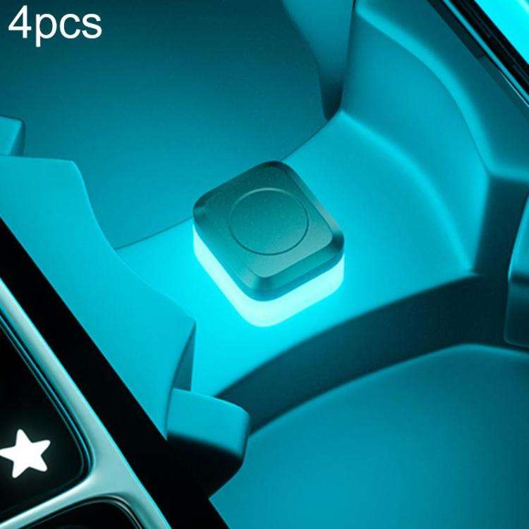 4pcs Car USB LED Atmosphere Light, White Light, Blue Light, Red Light, Ice Blue Light