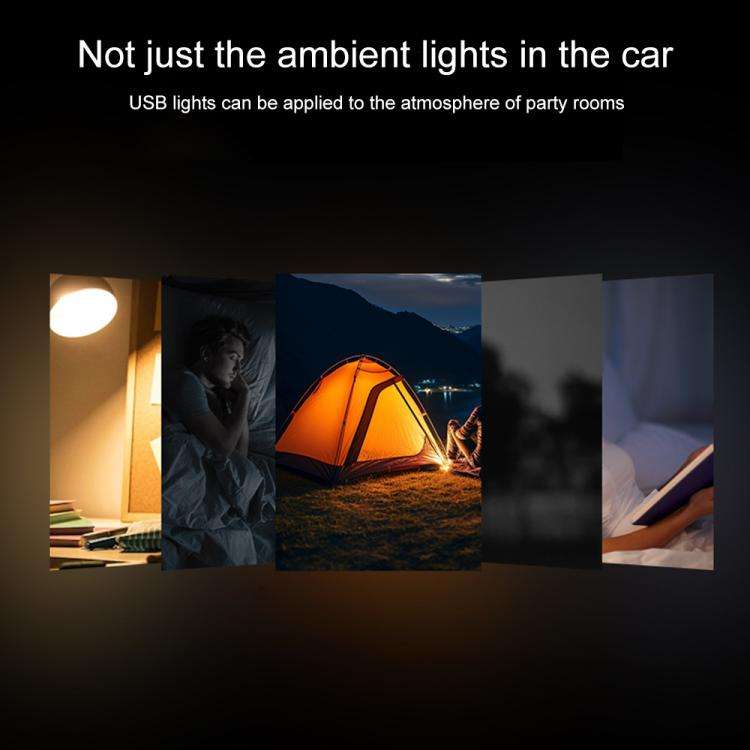 4pcs Car USB LED Atmosphere Light, White Light, Blue Light, Red Light, Ice Blue Light