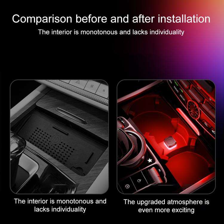 4pcs Car USB LED Atmosphere Light, White Light, Blue Light, Red Light, Ice Blue Light