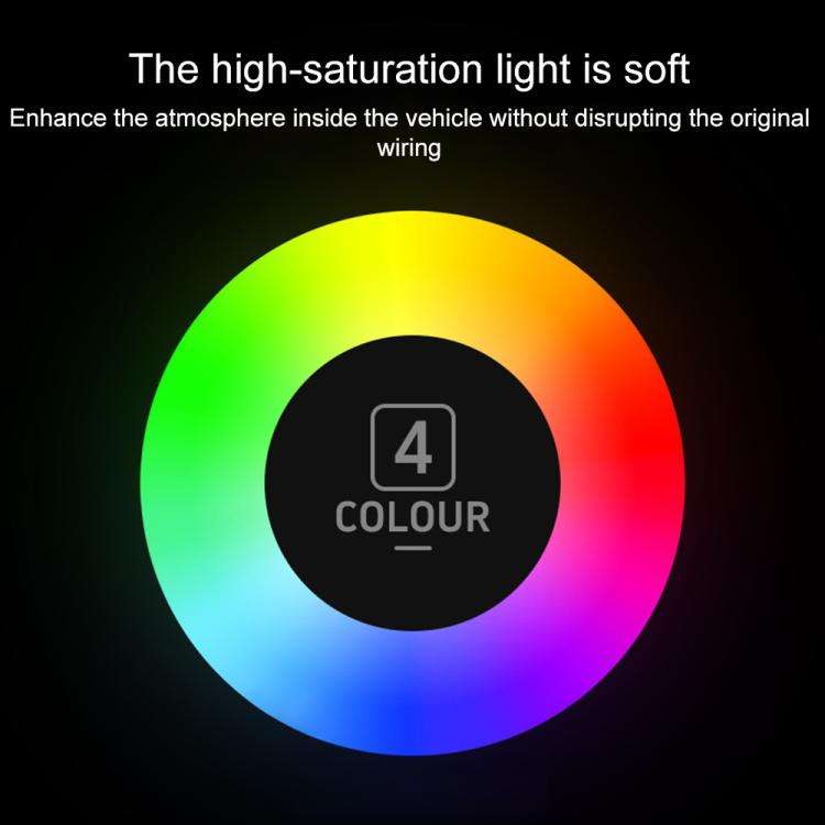 4pcs Car USB LED Atmosphere Light, White Light, Blue Light, Red Light, Ice Blue Light