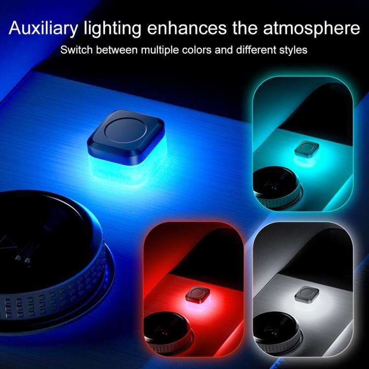 4pcs Car USB LED Atmosphere Light, White Light, Blue Light, Red Light, Ice Blue Light