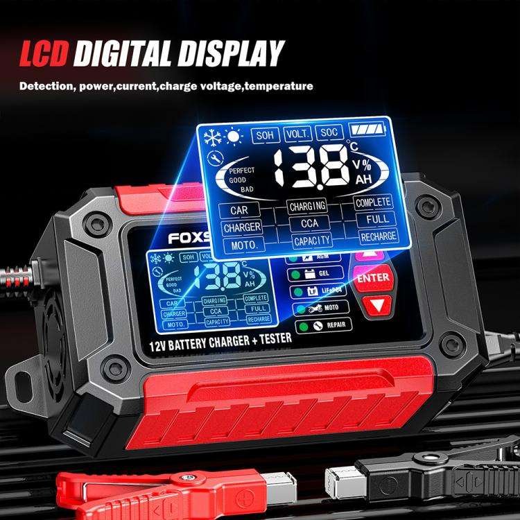 FOXSUR FTC-1206 2 in 1 12V Charging Tester Integrated Machine Car Motorcycle Battery Charger Test...