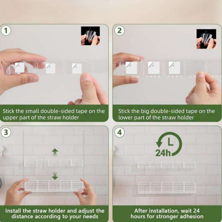 YX166 Acrylic Straw Wall Mount Bracket, with Double Sided Adhesion Stickers, YX166
