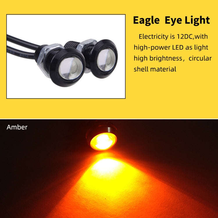 10 PCS 18mm 1.5W DC9-80V Motorcycle Eagle Eye Light Single Lens, 18mm Single Lens(Yellow Light), ...